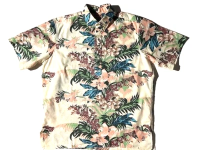 Nueva Camisa Aloha Hawaiana REYN SPOONER Hombres Crema Moana Memoria Estampado Floral Talla L Foto 1 de 4