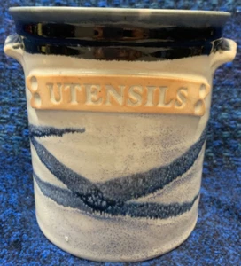 White Fish Handmade on the Wheel Utensil Holder 6.25" x 5.5" - Picture 1 of 8
