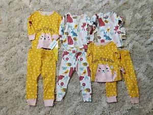 Carter's Girls 12 MONTHS Pajamas (3 Sets) 2 Piece Long sleeve Yellow Bears - Picture 1 of 6