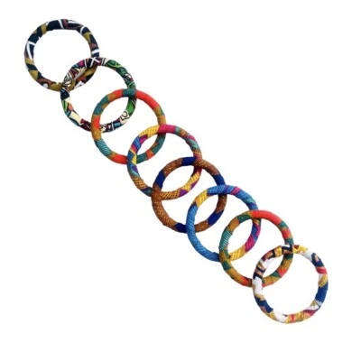 Handmade African Print Tribal Bangle Ankara Ethnic Colourful Bracelet -5 Options - Image 1 of 4