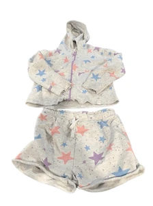 Sovereign code zip up hoodie shorts set of 2 grey stars sz 6 girls - Picture 1 of 6
