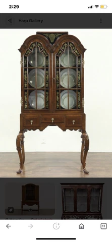 Turn Of The Century  Queen Anne Style Walnut Display cabinet Cover