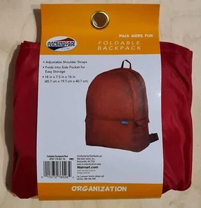 "NEW" American Tourister Foldable Backpack One Size Bag - Red - Gray - Picture 1 of 7