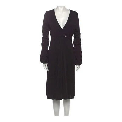 Roberto Cavalli Women’s Black V-Neck Midi Length Dress Size: M | US8, IT44 - Image 1 of 4