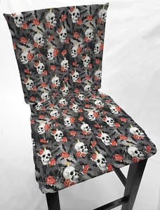 Fundas traseras o fundas de asiento para silla de comedor Skulls Webs & Roses - Imagen 1 de 10