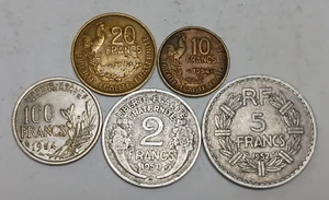 France Type Set - 2 Francs to 100 Francs, 1950-1954 - 4th Republic Coinage - Picture 1 of 4