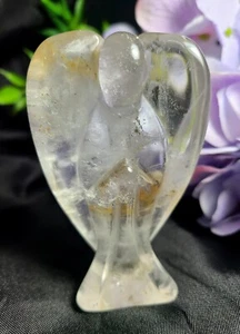 Beautiful 3.2" 110g A+ Golden Healer Praying Angel Crystal Quartz Carving - Picture 1 of 16