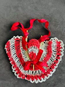 Vintage crochet crochet dé à coudre volaille ruban bonne chance vers 1900