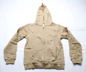 Leveret Unisex Kid's Neutral Solid Color Zip Up Hoodie AW5 Beige Size 10 NWT - Picture 1 of 3