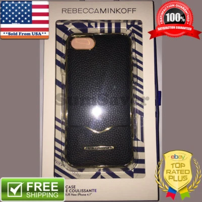 Rebecca Minkoff Black Leather Slide Cell Phone Case for Apple iPhone 6 6S 7 8 - Image 1 of 4