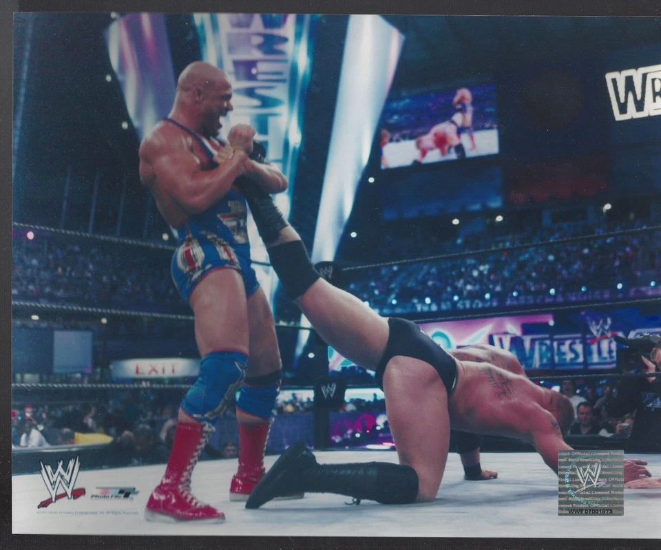 KURT ANGLE (LESNAR) WWE LICENSED AUTHENTIC ORIGINAL 8X10 GLOSSY PHOTO FILE PHOTO - Image 1 of 1
