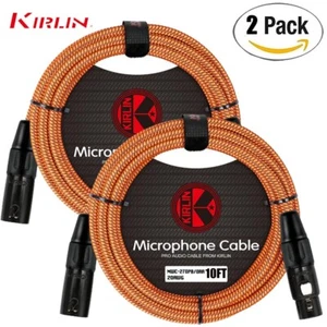 2-PACK Kirlin 10FT Woven 20AWG XLR M to XLR F Mic Cable Orange MWC-270PB-10/ORA - Picture 1 of 1