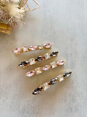 Bling Purple Black Crystal Wedding Bridal Party Hair Clip Pin Slide-AUSTOCK - image 1 of 4