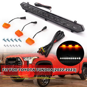 For PRO 2022 2023 Racing Grille Light LED BAR &3 Amber Set For TOYOTA TUNDRA