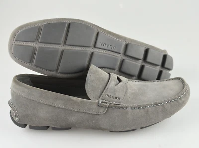 Men's PRADA 'Penny' Grey Suede Loafers Size US 9 PRADA 8 - Image 1 of 4