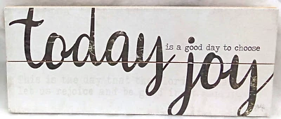 Today Joy Wood Sign Picture Rustic Pallet White Distressed Black Letters Quote - Image 1 of 3