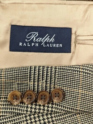 Chaqueta Blazer 43R Lauren Ralph Lauren Gris Negro Verde azulado PATA DE GALLO SEDA Lana  Foto 1 de 4