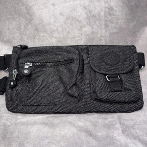 Kipling PRESTO Waist Bag Belt Bag Black Silver  Zip Cargo Fanny Pack Crossbody - Picture 1 of 20