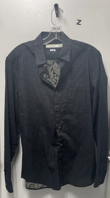 Topman Black Paisley Slim Fit Button Up Size Medium - Image 1 of 3