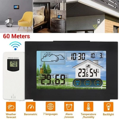 LCD Funk-Wetterstation mit Außensenor Wecker Funkuhr Kalender Vorhersage Wecker - Bild 1 von 4