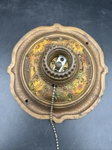Antique Vintage 20's Art Deco MARKEL Cast Iron Ceiling Light Fixture Single Bulb - Picture 1 of 12