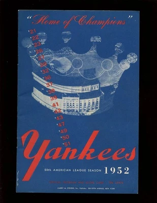 Programa MLB 1952 Medias Rojas de Boston en los Yankees de Nueva York Excelente Foto 1 de 2