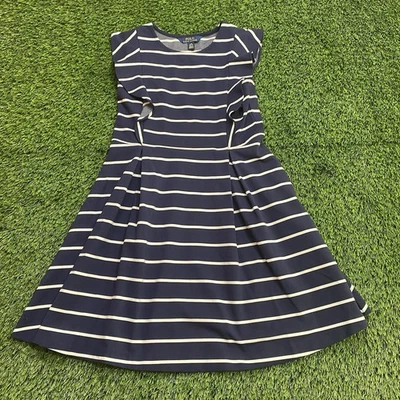 Polo Ralph Lauren Dress Womens Large 12-14 Navy Blue Striped Preppy Nautical EUC - Image 1 of 4