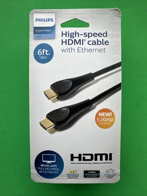 Philips A/V High-Speed 4K Ultra HD HDMI Cable with Ethernet 6ft (1.8m) Black - Image 1 of 2