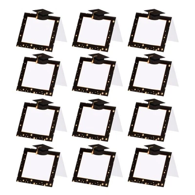 96 Pack Reserved Table Signs,  Graduation Cap Seating Name Cards, White - Image 1 of 4