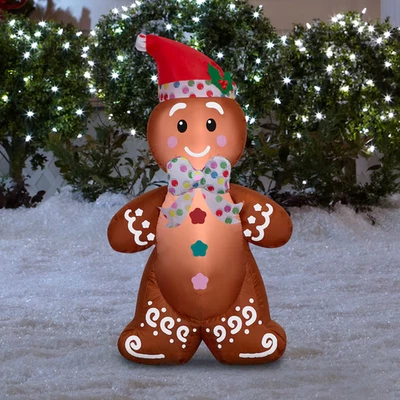 AIRBLOWN Holiday Living 3.5-ft Lighted Gingerbread Man Cookie Merry Christmas Inflatable