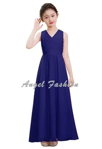 Maxi Vestido Largo de Gasa de Dama de honor para Niña Flor Junior Vestido de Fiesta Noche Vestido - Imagen 1 de 6