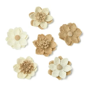 8x Burlap Flower Patches Ornament for Clothes Cap Hap Pants Embellishment Decor - Picture 1 of 8