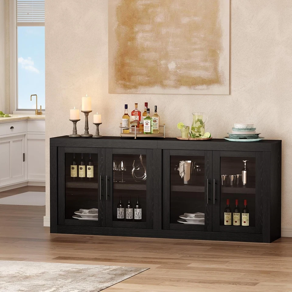 70.8"Sideboard Buffet Cabinet with 4 Glass Doors for Living Room,Kitchen,Hallway - Image 1 of 4