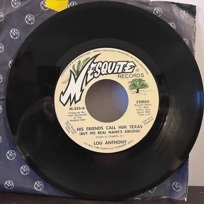 LOU ANTHONY - Rain / His Friends Call Him Texas - 7" Vinyl Record 45RPM - VG+ - Image 1 of 2