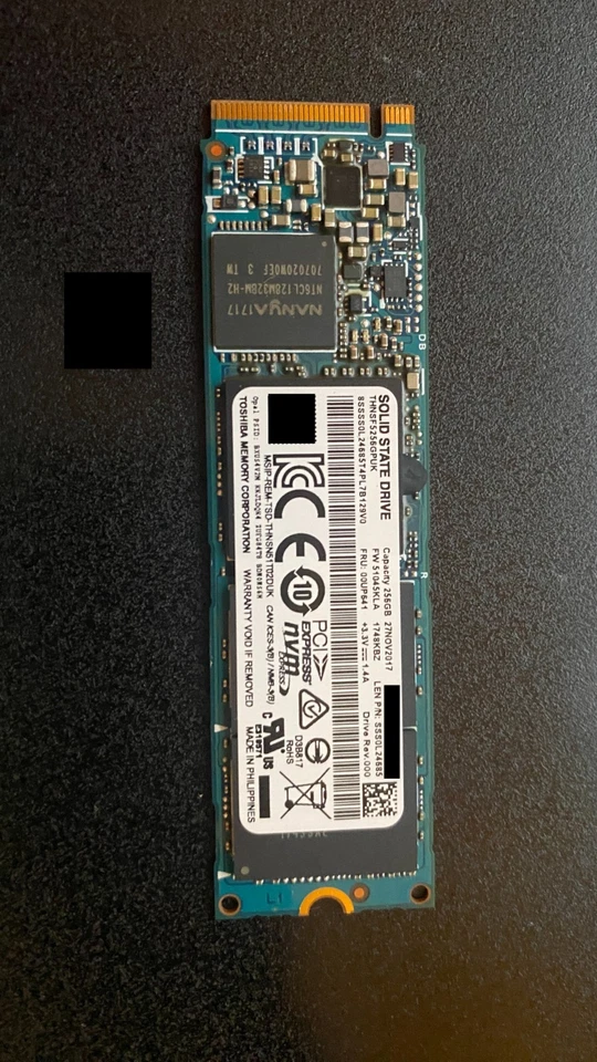 Toshiba Lenovo Yogo SSD M.2 256GB SSD PCI Express THNSF5256GPUK , SSS0L24585 - Image 1 of 1