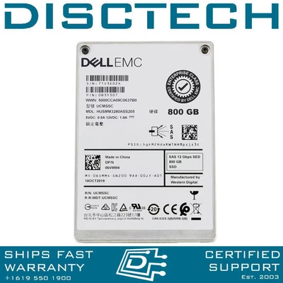 Dell Enterprise 800GB SAS SSD 6VMM4 0B35307 HUSMM3280ASS205 WI SED FIPS New - Image 1 of 4