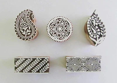 Paisley Shape Wooden Printing Block Fabric Printing Block Textile Stamps - Image 1 of 4