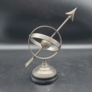 Vintage Armillary Sphere Decor Metal Desktop Sculpture Celestial Arrow Orb Globe - Picture 1 of 8