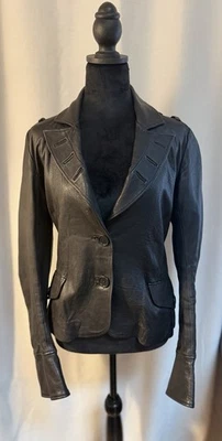 Chaqueta Blazer Vintage Duarte Jeans Los Angeles Años 90 Cuero Genuino-Talla Pequeña Foto 1 de 4