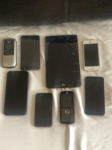 Lot de 7 téléphones portables mixtes et 1 tablette à réparer ou pour pièces - Photo 1/13