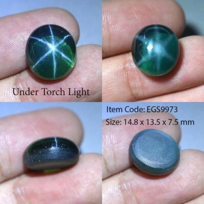 18 Ct 14.8x13.5 MM Emerald Green Star Sapphire 6 Rays Lab Corundum VDO EGS9973 - Image 1 of 4