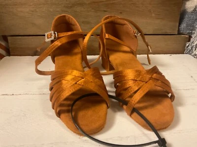 Kids' Latin Toddler Shoes Buckle Rhinestone Solid Satin Indoor Dance Shoes 31(1) - Image 1 of 4