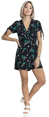 Hell Bunny GOOD LUCK Lavender FLORAL V-Neck PLAYSUIT Jumpsuit Rockabilly - Bild 1 von 4