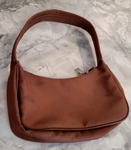 Brown Faux Satin Synthetic 9"L x 5.5"H  x 2 W" Purse/Zippered Handbag/Clutch Bag - Picture 1 of 22