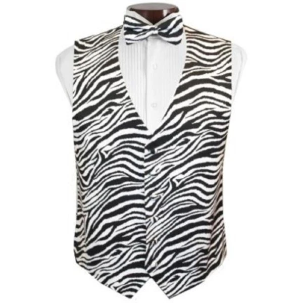 Bold Zebra Tuxedo Vest and Tie Set - Image 1 of 1