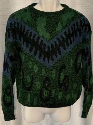 Suéter City Streets Vintage Años 80 Para Hombre Verde Estampado Geométrico Talla Grande Foto 1 de 4