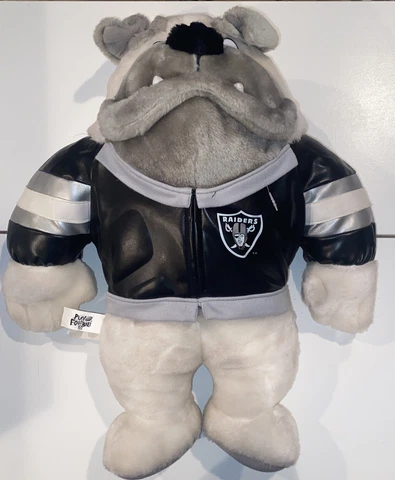 Vintage 1998 Play Football Oakland Raiders NFL  16”Stuffed Bulldog Plush Cover