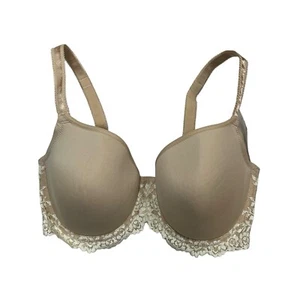 Wacoal Bra Embrace Lace Womens 32DD Contour T Shirt Sand Beige Underwire Floral - Picture 1 of 5