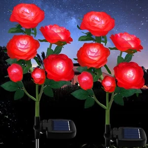 Outdoor Solar Garden Stake LightsUpgraded LED Solar Powered Light with 6 Rose... - Picture 1 of 6
