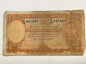 1939 Australia 10 Shillings Banknote King George VI - FREE SHIPPING! - Picture 1 of 2